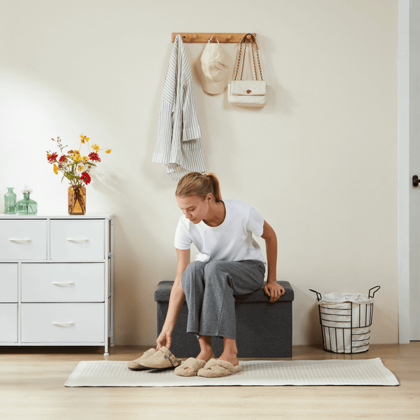 JOINSUN Foldable Storage Ottoman Bench -End of Bed Storage Foot Rest Stools, for Bedroom, Living Room, Entryway, Holds up to 660 lb