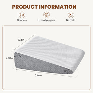 CONCETTA Wedge Pillow for Sleeping, Memory Foam Body Pillow for Acid Reflux, Neck & Back Pain Relief, Post-Surgery Recovery & Snoring Reduction,