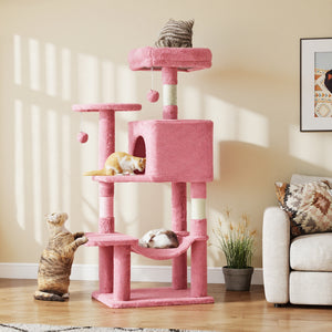 CONCETTA 44in Multi Level Cat Tree Tower,Cat Scratching Posts with Large Top Perch and Hammock