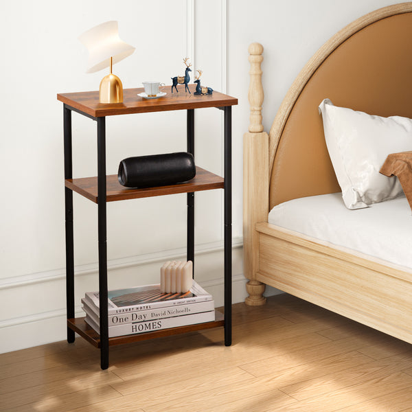CONCETTA End Table with 3-Tier Storage, Narrow Nightstand for Small Spaces, Easy to Assemble