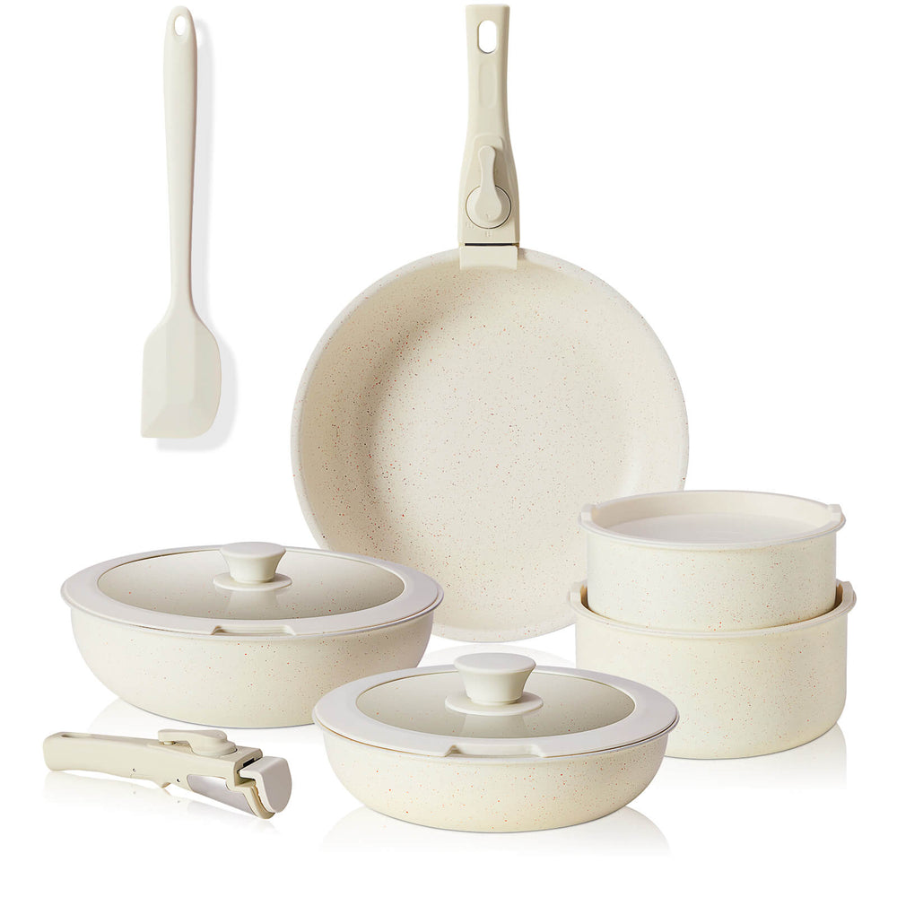 CONCETTA 12Pcs Pots and Pans Set-Nonstick Kitchen Cookware, with Detachable Handle, Induction Cookware, Dishwasher Oven Safe