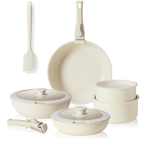 CONCETTA 12Pcs Pots and Pans Set-Nonstick Kitchen Cookware, with Detachable Handle, Induction Cookware, Dishwasher Oven Safe