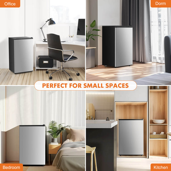 CONCETTA Mini Fridge with Freezer,3.2 Cu.Ft Small Refrigerator Single Door Adjustable Thermostat Energy-efficient Low Noise