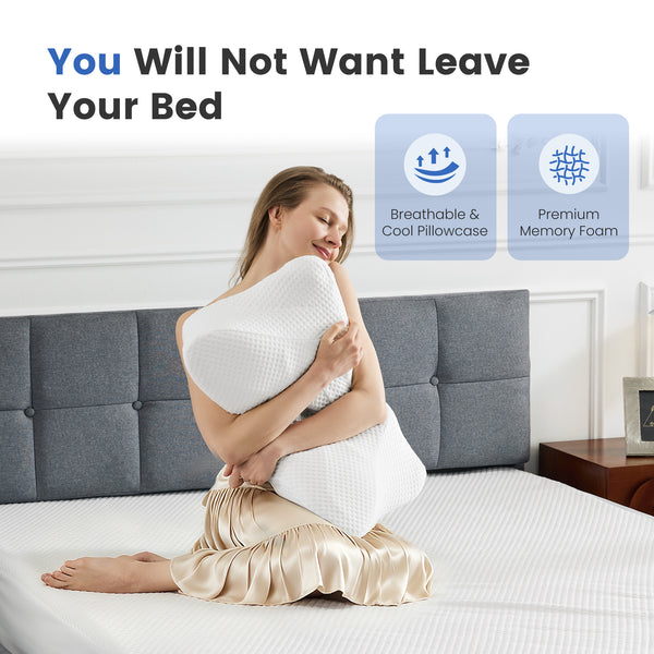 CONCETTAMemory Foam Pillows, Ergonomic Contoured Support for Side Back and Stomach Sleepers