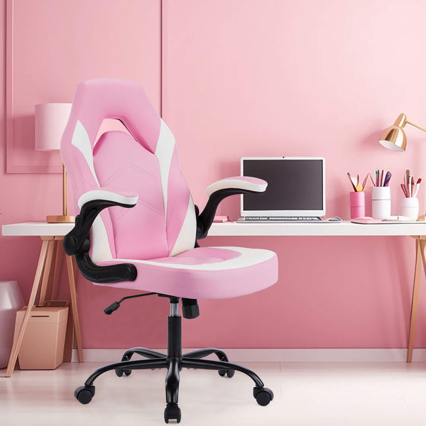 CONCETTA Ergonomic Leather Gaming Chair-Office Desk PU Leather Chair -up Armrests, Swivel Task Chair Adjustable Height for Adults Teens Kids