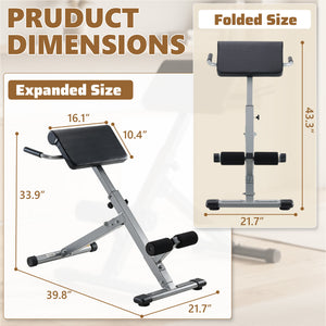 CONCETTA Roman Chair Hyperextension Bench, Adjustable Back Extension Machine with Foldable Design, Heavy Duty Frame for Glutes, Hamstrings & Core Workout