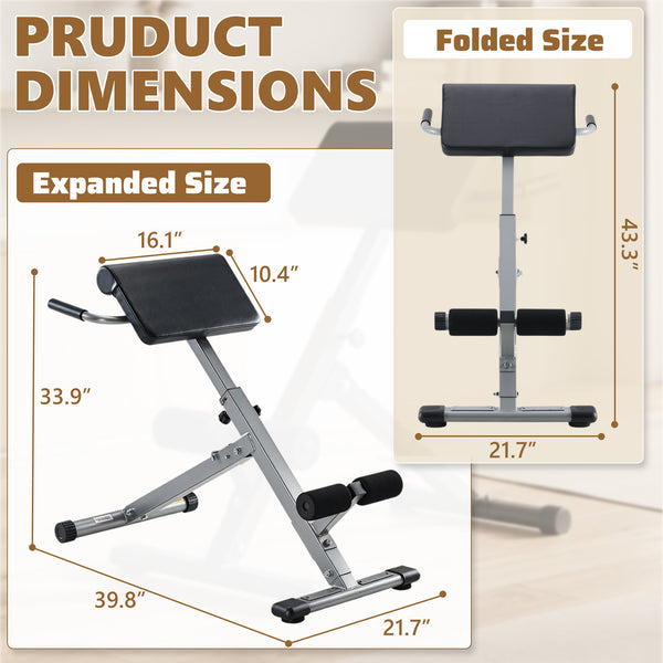 CONCETTA Roman Chair Hyperextension Bench, Adjustable Back Extension Machine with Foldable Design, Heavy Duty Frame for Glutes, Hamstrings & Core Workout