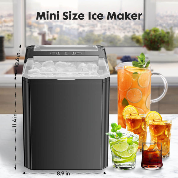 CONCETTA Countertop Ice Maker, Portable Ice Machine Self-Cleaning, 9 Cubes in 6 Mins, for Home Party Office