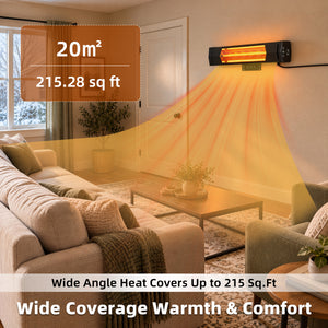 SHOUFTW Portable Infrared Outdoor & Indoor Space Heater, Remote Control Electric Wall/Ceiling Mounted for Patio Garage Commercial, Black