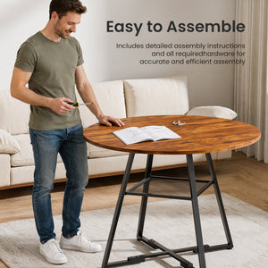 CONCETTA Round Extendable Dining Table for 4-8 People, Space-Saving Wood Kitchen Table with Pedestal Base & Storage Shelf, Modern Expandable Oval Dining Table for Home & Apartment