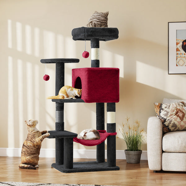 CONCETTA 44in Multi Level Cat Tree Tower,Cat Scratching Posts with Large Top Perch and Hammock