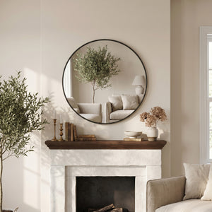 CONCETTA Round Circle Wall Mirror, Aluminium Frame, Shatter Resistant Glass for Bathroom, Home Decor, Vanity