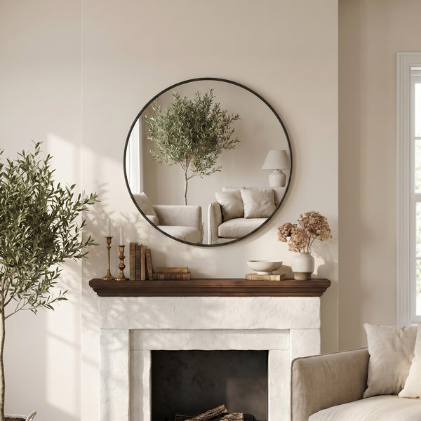 CONCETTA Round Circle Wall Mirror, Aluminium Frame, Shatter Resistant Glass for Bathroom, Home Decor, Vanity