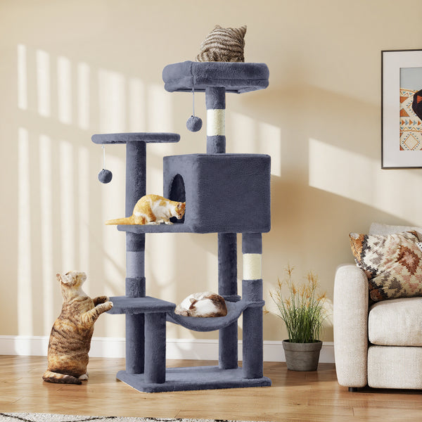 CONCETTA 44in Multi Level Cat Tree Tower,Cat Scratching Posts with Large Top Perch and Hammock