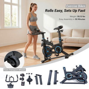 CONCETTA Exercise Bike for Home Gym, Stationary Indoor Cycling Bike, Low Noise Cardio Workout Equipment with Adjustable Resistance