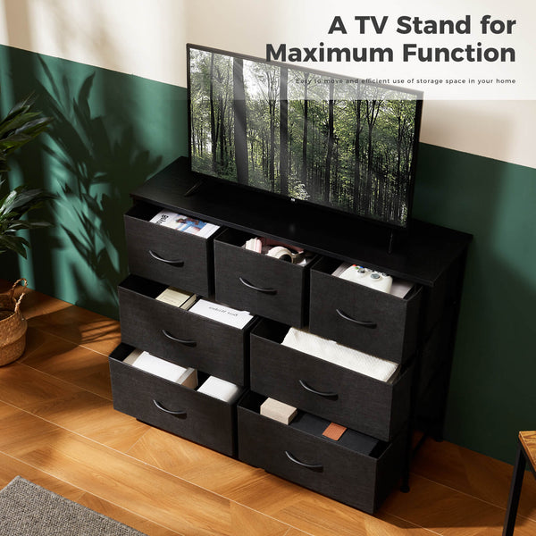 CONCETTA Dresser for Bedroom-with 7 Drawers, Chest Tower TV Stand,  Wooden Top for Living Room,  Bedroom, Closet