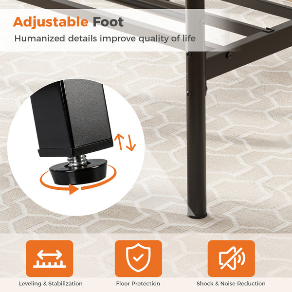 CONCETTA Metal Platform Bed Frame with Rounded Base & Protective Footpads, Underbed Storage, No Box Spring Needed for Bedroom