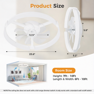 SHOUFTW Ceiling Fan, Caged Ceiling Fans with Lights, Farmhouse Low Profile Fandelier with Remote, Flush Mount for Bedroom, Living Room, Kitchen, 6 Wind Speeds