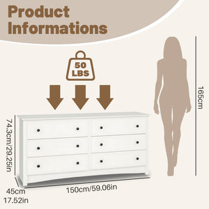 CONCETTA 6-Drawer Double Dresser for Bedroom, Wide Chest of Drawers, Bedroom Storage Furniture