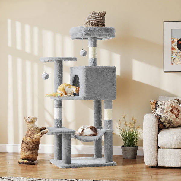 CONCETTA 44in Multi Level Cat Tree Tower,Cat Scratching Posts with Large Top Perch and Hammock