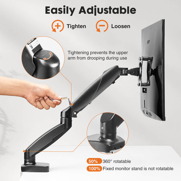 JOINSUN Dual Monitor Stand - Adjustable Gas Spring Monitor Desk Mount Swivel Vesa Bracket with C Clamp, Grommet Mounting Base for 15 to 32 Inch Computer Screens