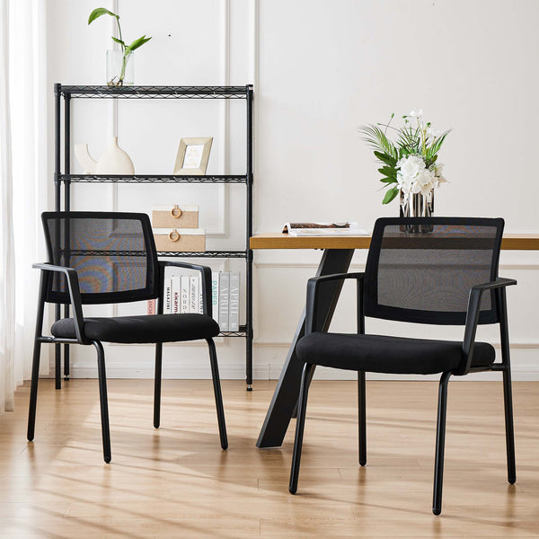 CONCETTA Mesh Back Arm Upholstered Fabric, Sturdy Metal Stacking Chairs, Easy to Use and Store, Outdoor and Indoor, for Home
