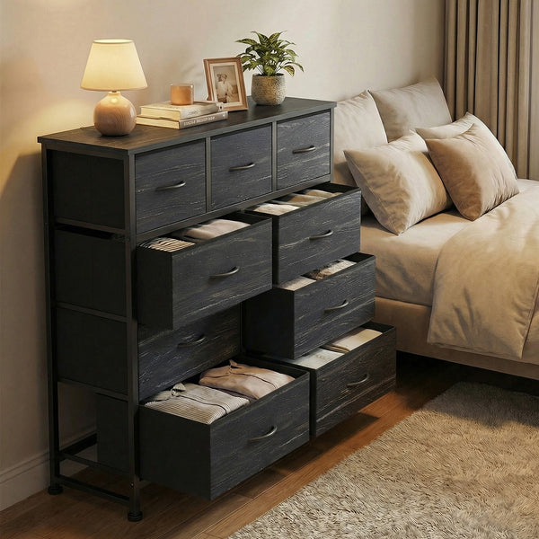 CONCETTA 9-Drawer Fabric Dresser, TV Cabinet Sideboard, Storage Organizer Cabinet for Living Room, Bedroom, Office