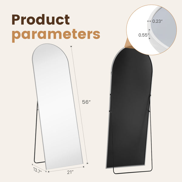 CONCETTA Arched Full Length Mirror, Full Body Standing Mirror Hanging Leaning for Home, Silver