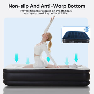 SHOUFTW H Air Mattress, Low Noise Blow Up Guest Mattress with Built in Pump, 600LBS Weight Capacity for Camping, Home