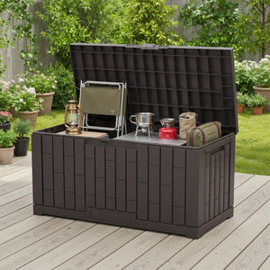CONCETTA 60-Gallon Waterproof Deck Box, UV-Resistant Resin Outdoor Storage, Lockable Wide-Opening Lid, Garden Patio Storage Bench