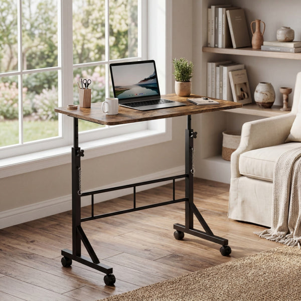 CONCETTA Adjustable Height Mobile Standing Desk with Wheels, 16"x31.5" Small Rolling Computer Desk for Home Office