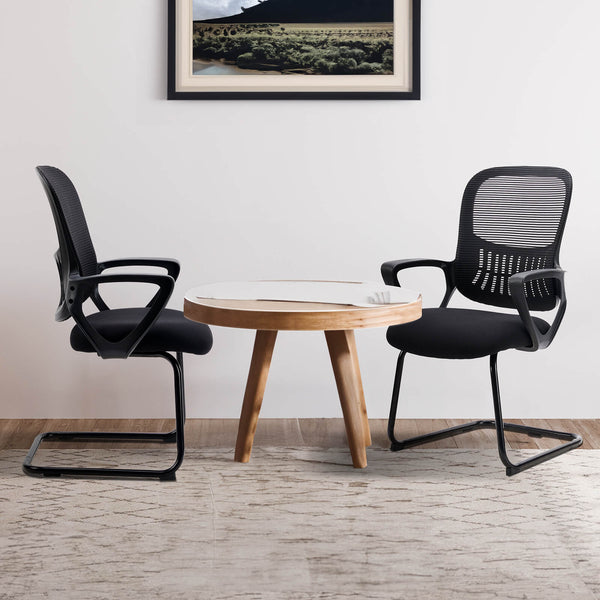CONCETTA Ergonomic office chair - with storage basket, no wheels, breathable back, suitable for office, bedroom, living room.