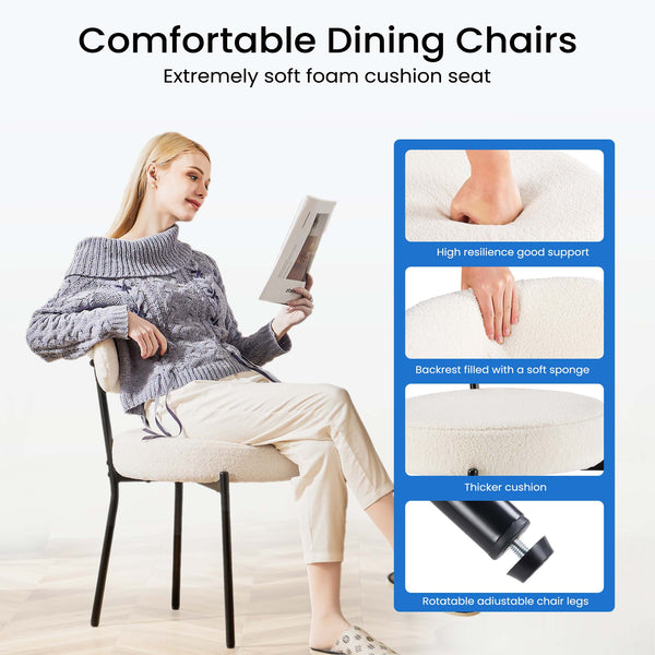 CONCETTA Dining Chair Set of 4 Modern Upholstered Fabric Chairs with Metal Legs for Kitchen Living Room Dining Room