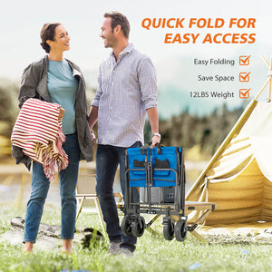 CONCETTA Collapsible Foldable Wagon Cart-with All-Terrain Wheels, Heavy Duty Utility Grocery Wagon with Drink Holders for Shopping Sports Camping