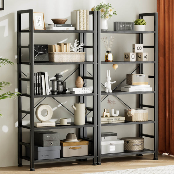 CONCETTA 5-Tier Bookcase - Tall Bookshelf Modern Book Case for Books, Garage Kit, CDs, Movies,  for Bedroom Home Office Kitchen Living Room