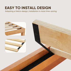 CONCETTA 12 inch Natural Pine Platform Bed Frame, Wood Slat Support, No Box Spring Required, Twin/Full/Queen/King Size
