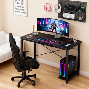CONCETTA 40-47 Inch Computer Desk, Small Home Office Desk for Small Spaces, Study Writing Table for Students & Kids, Modern Simple Style Workstation with Metal Frame for Bedroom, Office