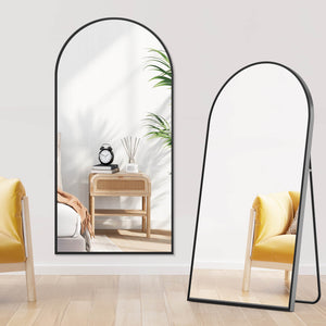 JOINSUN Floor Standing Mirror, Wall Mirror with Stand Aluminum Alloy Thin Frame