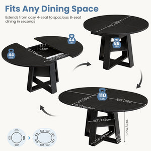 CONCETTA Extendable Dining Table for 4-8, Space-Saving with Storage Shelf, Adjustable Oval Design for Kitchen and Living Room