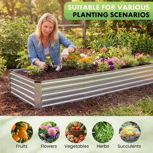CONCETTA Galvanized Raised Garden Bed, Easy Assembly Outdoor Metal Planter Box, Rust-Resistant Steel Garden Bed for Vegetables, Flowers, Herbs