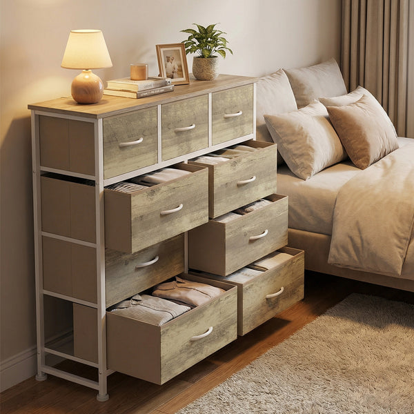 CONCETTA 9-Drawer Fabric Dresser, TV Cabinet Sideboard, Storage Organizer Cabinet for Living Room, Bedroom, Office