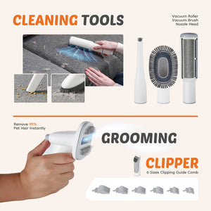JOINSUN Vacuum Pet Grooming Kit 5 in 1-Professional Clippers, Mulifunctional Grooming Tools for Dogs Cats and Other Animals