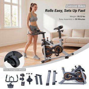 CONCETTA Exercise Bike for Home Gym, Stationary Indoor Cycling Bike, Low Noise Cardio Workout Equipment with Adjustable Resistance