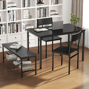CONCETTA 3-Piece Dining Table Set with 1 Table,2 benches,Space-Saving Small Dining Set for 2–4 People for Apartment, Daily Meals & Bistro