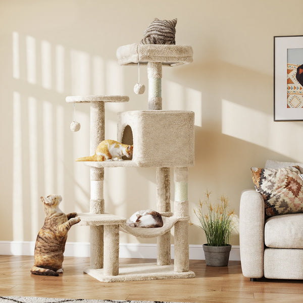 CONCETTA 44in Multi Level Cat Tree Tower,Cat Scratching Posts with Large Top Perch and Hammock