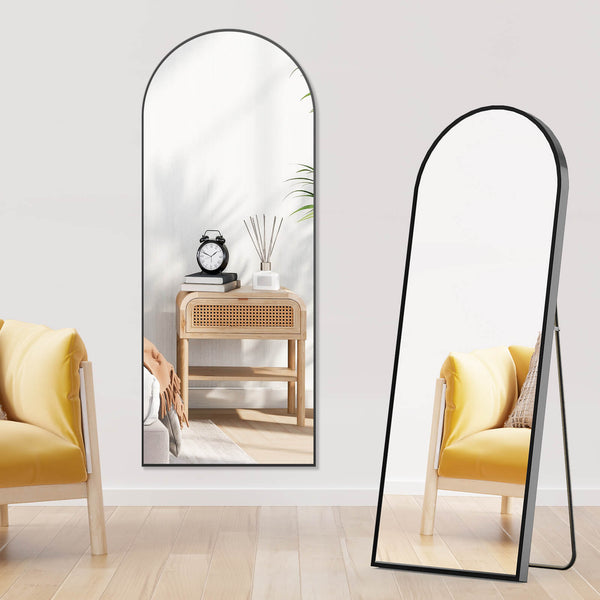 JOINSUN Floor Standing Mirror, Wall Mirror with Stand Aluminum Alloy Thin Frame