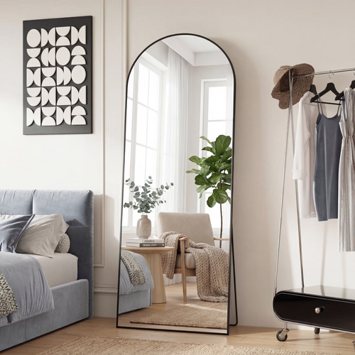 CONCETTA Arched Full Length Mirror, 65" x 24" Aluminum Alloy Freestanding Floor Mirror for Bedroom Entryway