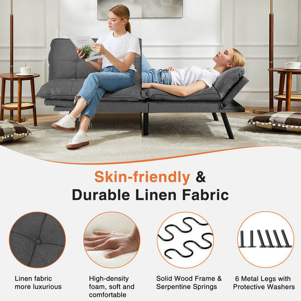 CONCETTA Sleeper Futon Sofa Couch Bed-Memory Foam Couch, Convertible Living Room Couch, Apartment, Studio, Office, Meeting, Living Room