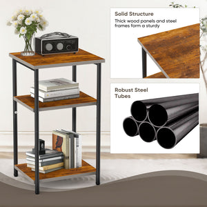 CONCETTA End Table with 3 Shelves, 2PC Narrow Nightstand for Small Spaces, Easy Assembly, Ideal for Living Room and Bedroom