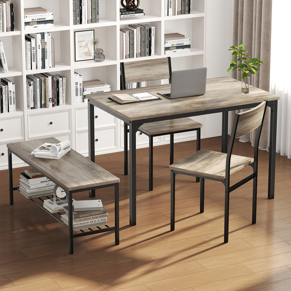 CONCETTA 3-Piece Dining Table Set with 1 Table,2 benches,Space-Saving Small Dining Set for 2–4 People for Apartment, Daily Meals & Bistro